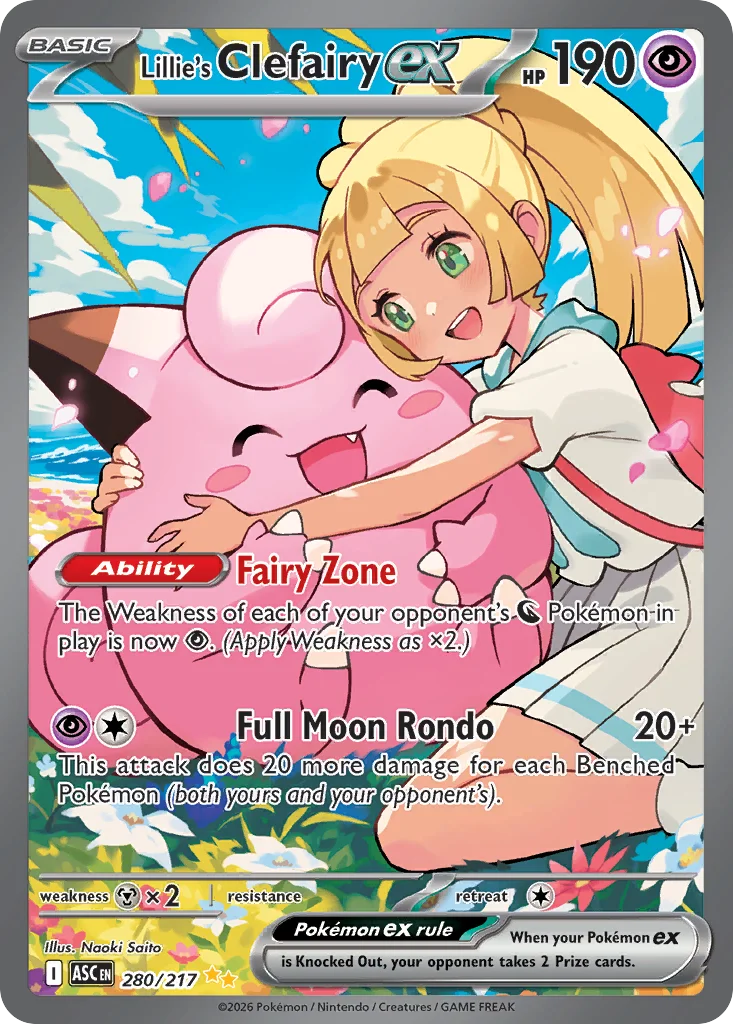 Lillie's Clefairy ex Pokemon card from Ascended Heroes, card number 280