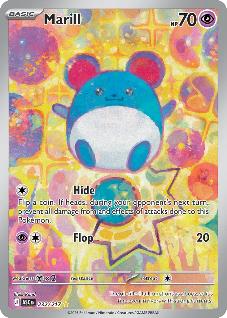 Marill Pokemon card from Ascended Heroes, card number 232