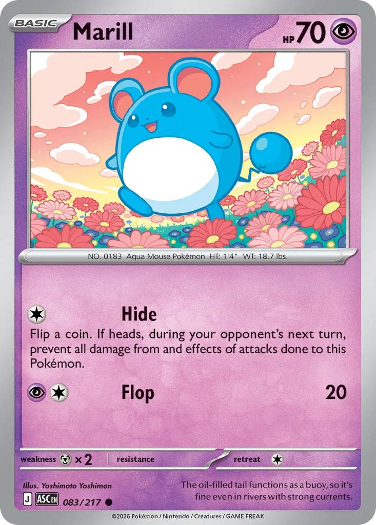 Marill Pokemon card from Ascended Heroes, card number 83