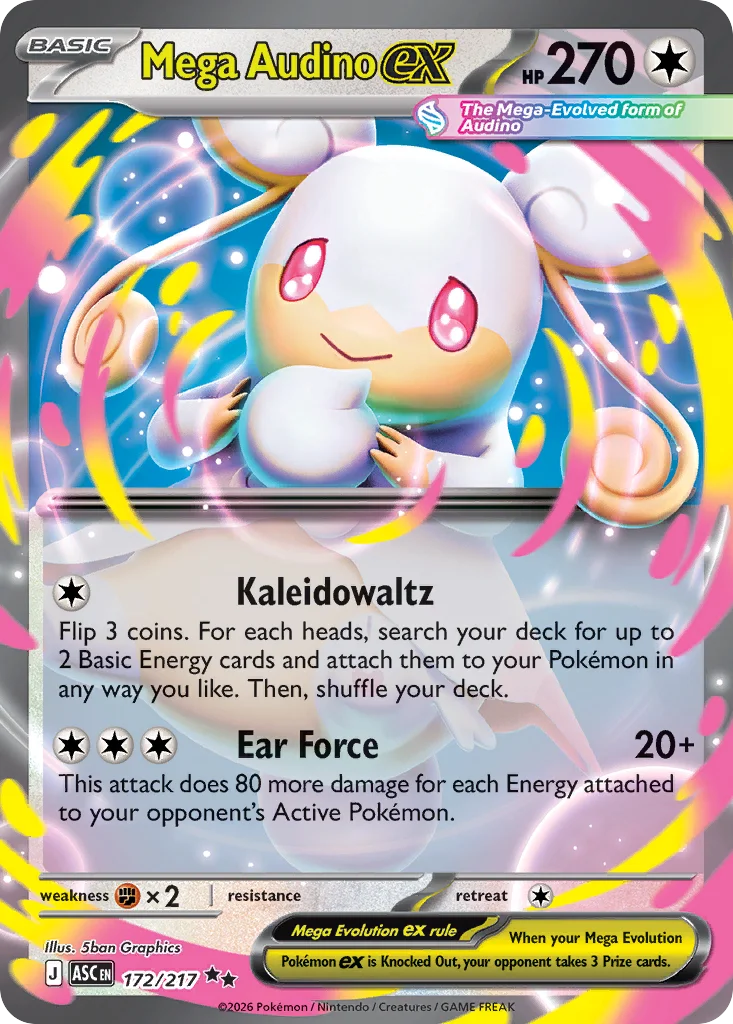 Mega Audino ex Pokemon card from Ascended Heroes, card number 172