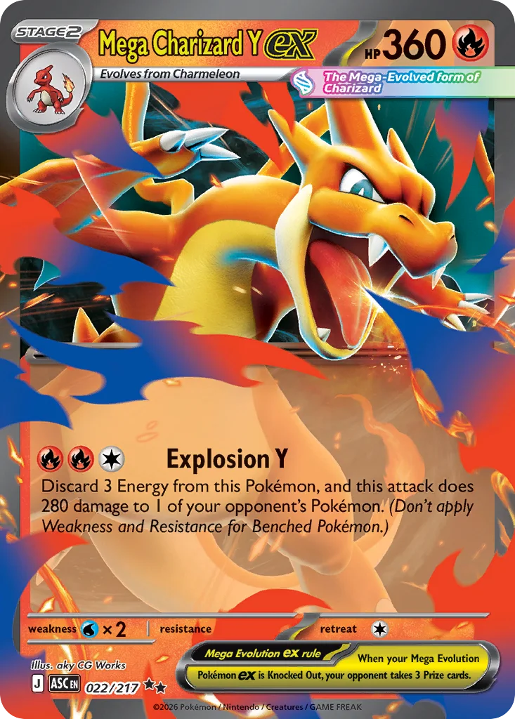 Mega Charizard Y ex Pokemon card from Ascended Heroes, card number 22