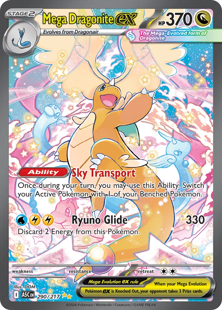 Mega Dragonite ex Pokemon card from Ascended Heroes, card number 290