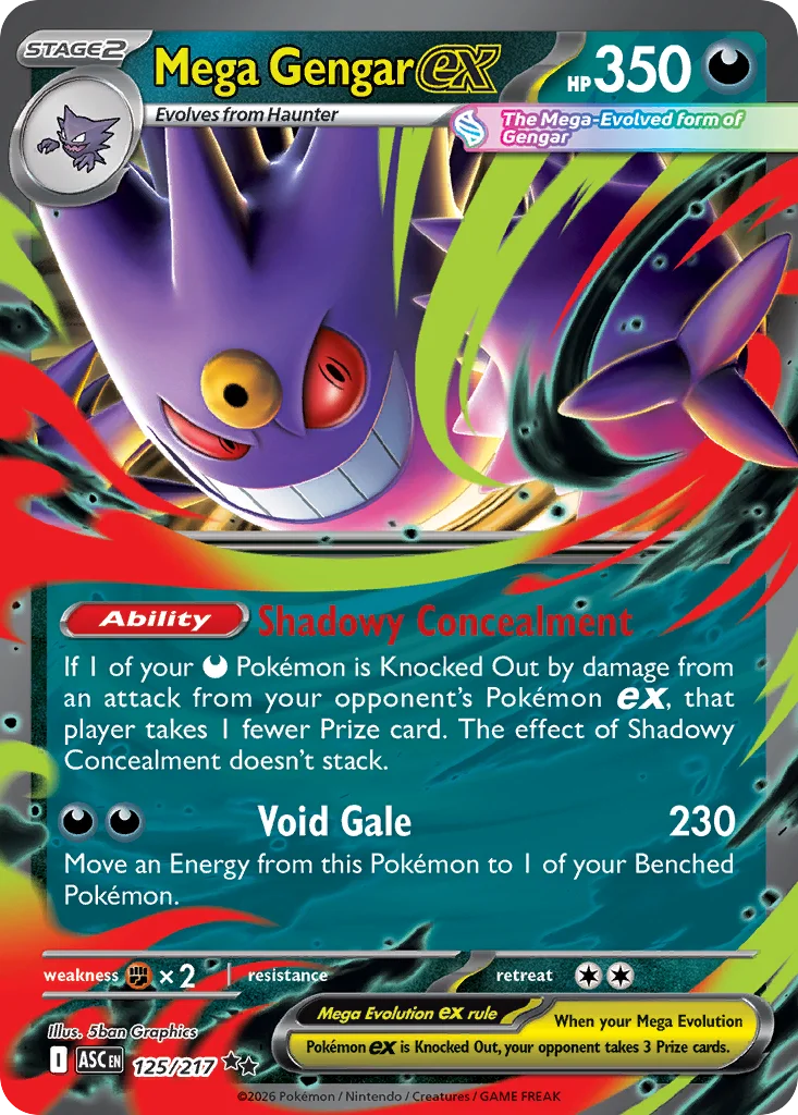 Mega Gengar ex Pokemon card from Ascended Heroes, card number 125