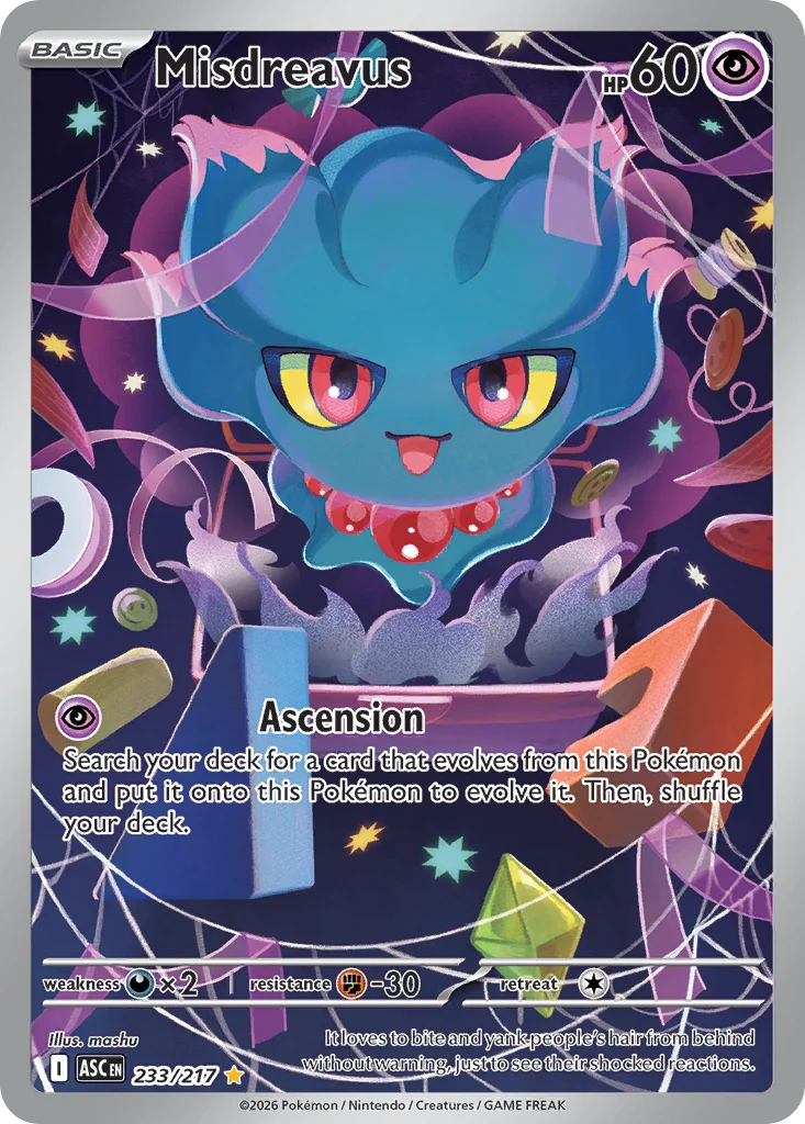 Misdreavus Pokemon card from Ascended Heroes, card number 233