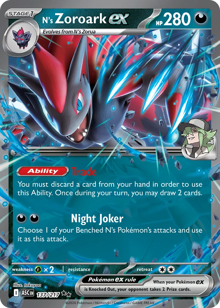 N's Zoroark ex Pokemon card from Ascended Heroes, card number 137