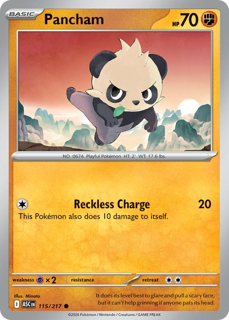 Pancham Pokemon card from Ascended Heroes, card number 115