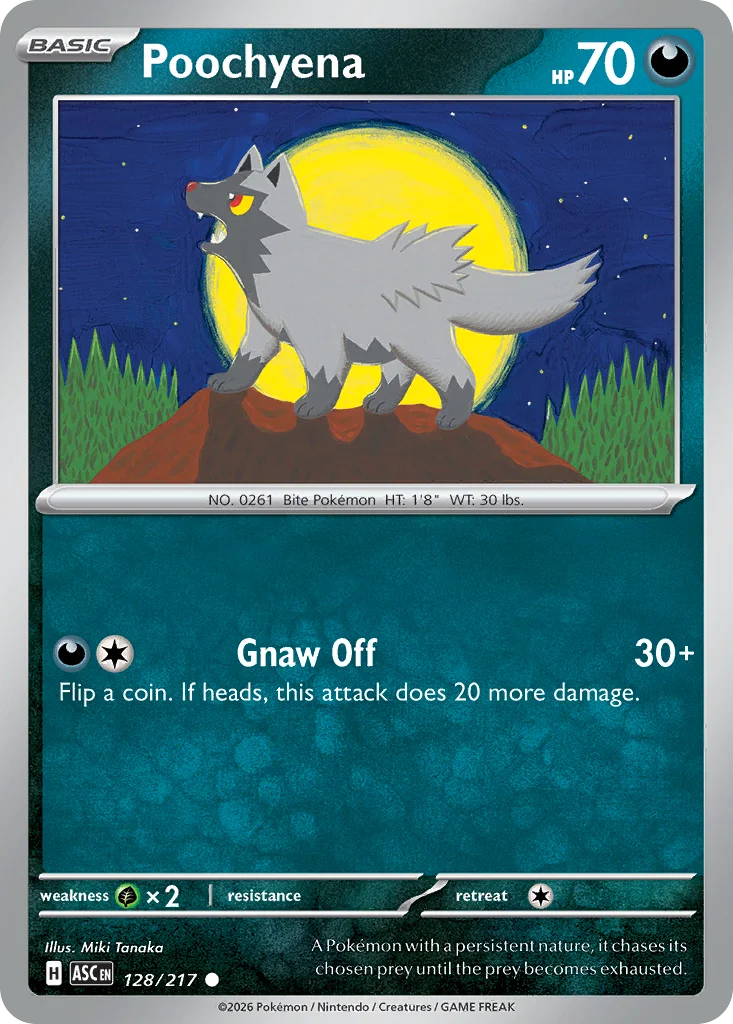 Poochyena Pokemon card from Ascended Heroes, card number 128