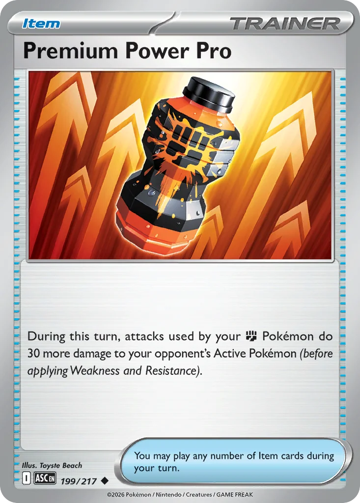 Premium Power Pro Pokemon card from Ascended Heroes, card number 199
