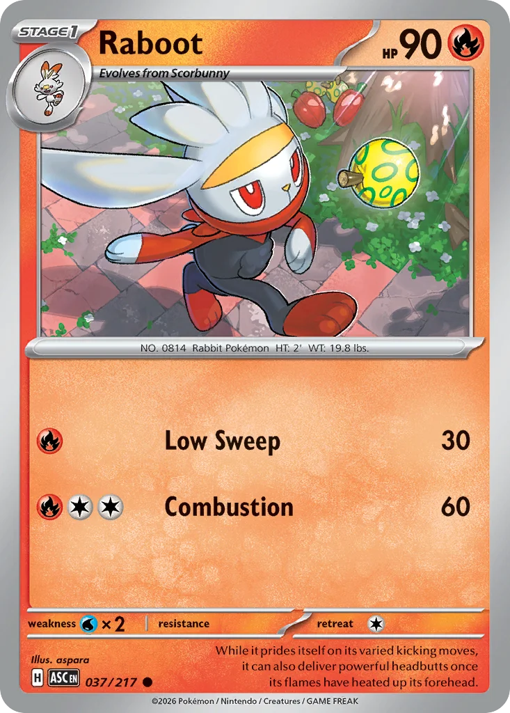 Raboot Pokemon card from Ascended Heroes, card number 37