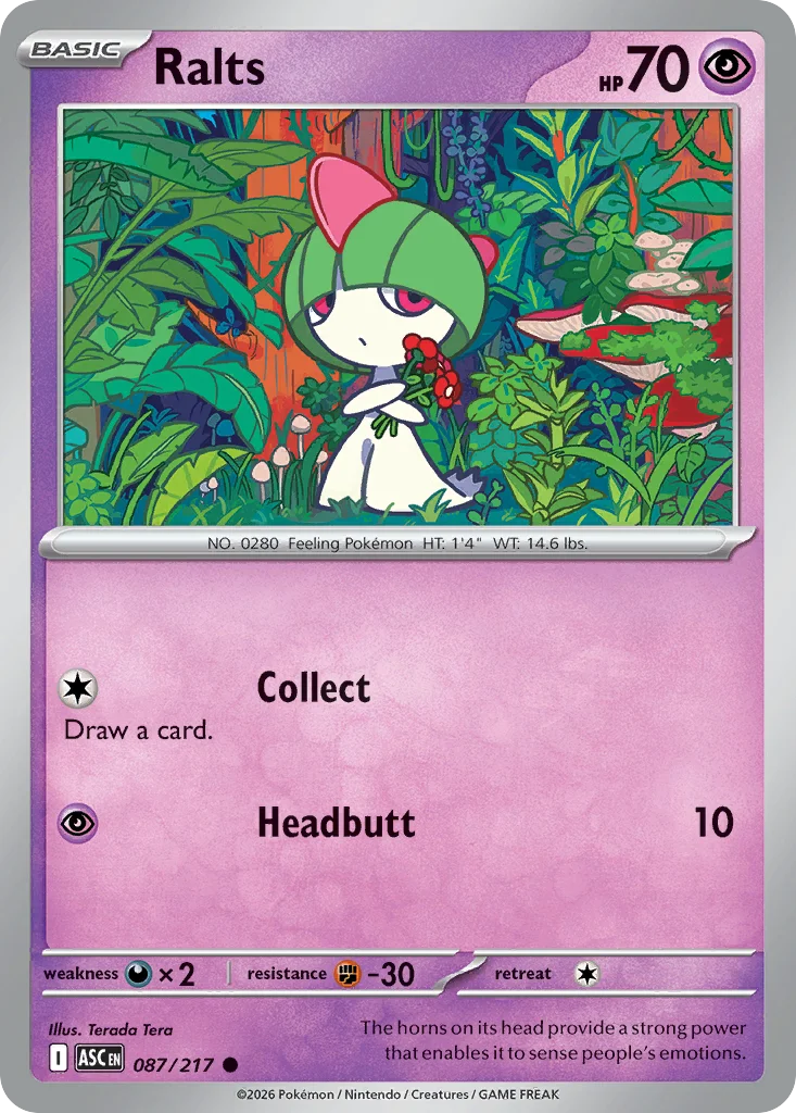 Ralts Pokemon card from Ascended Heroes, card number 87