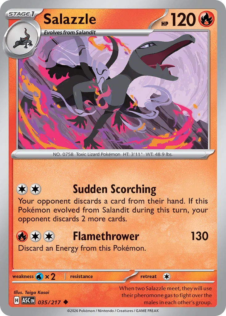 Salazzle Pokemon card from Ascended Heroes, card number 35