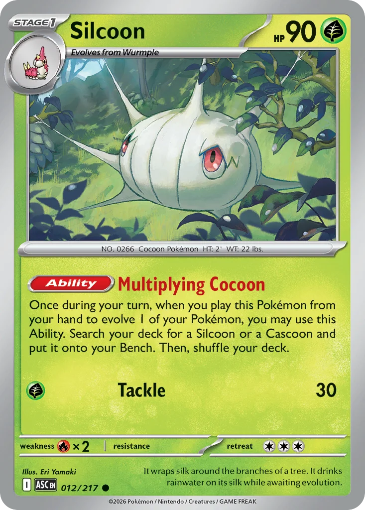 Silcoon Pokemon card from Ascended Heroes, card number 12