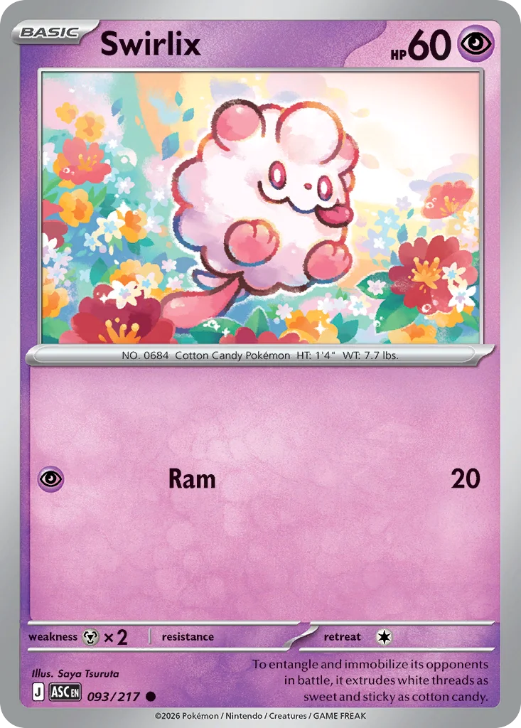Swirlix Pokemon card from Ascended Heroes, card number 93