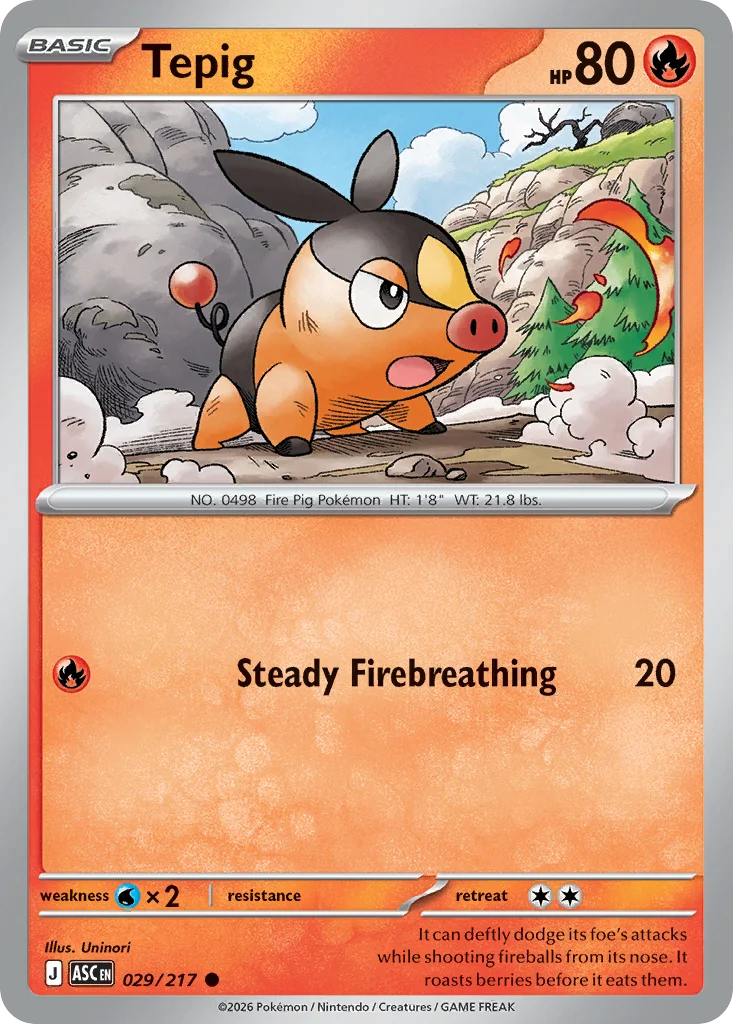 Tepig Pokemon card from Ascended Heroes, card number 29