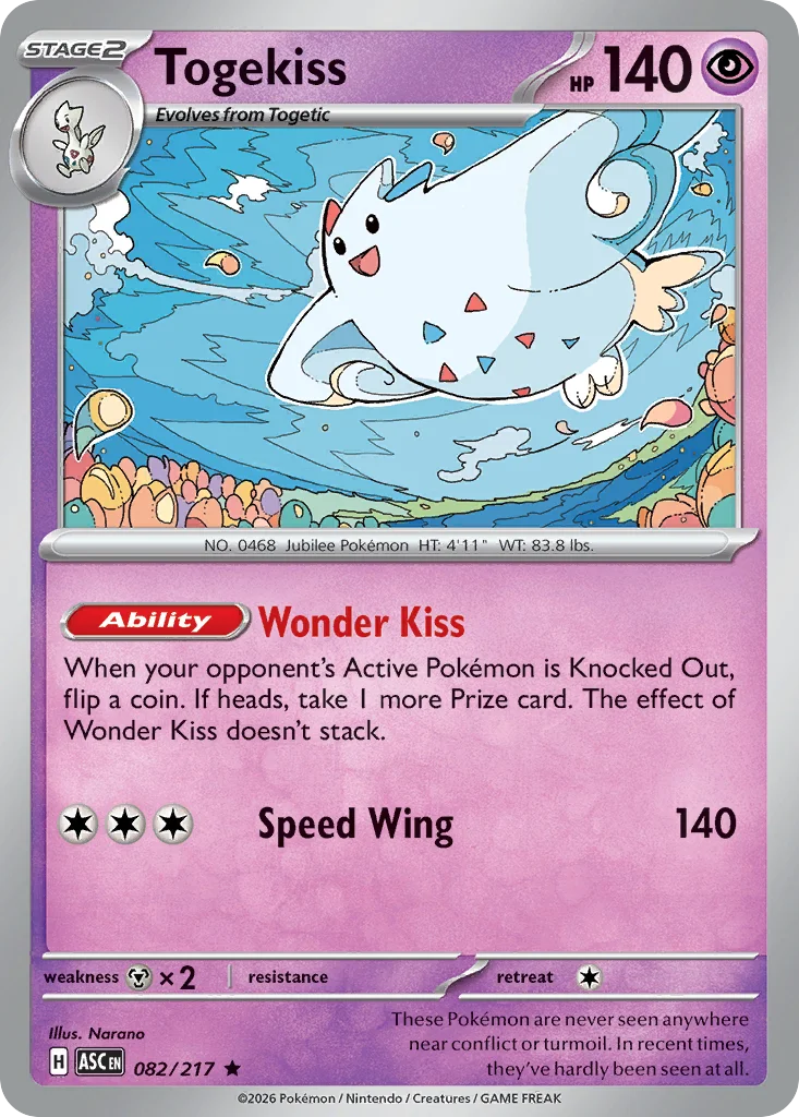 Togekiss Pokemon card from Ascended Heroes, card number 82