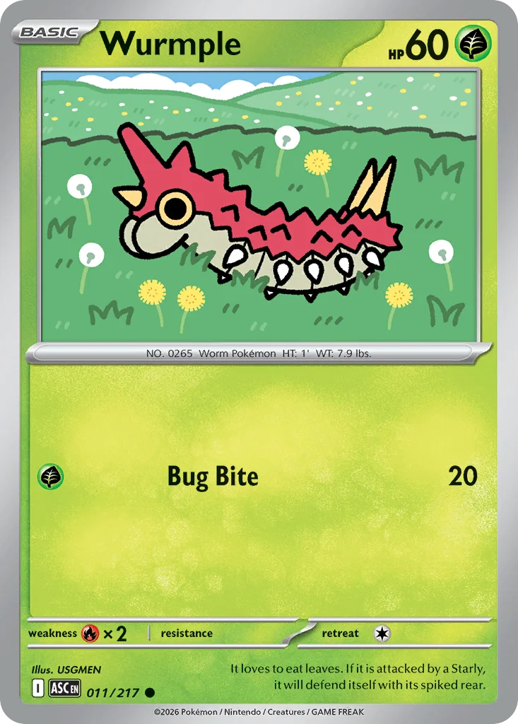 Wurmple Pokemon card from Ascended Heroes, card number 11