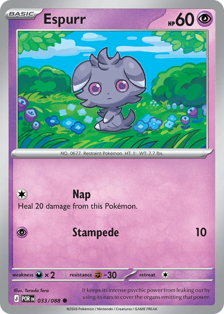 Espurr Pokemon card from Perfect Order, card number 33