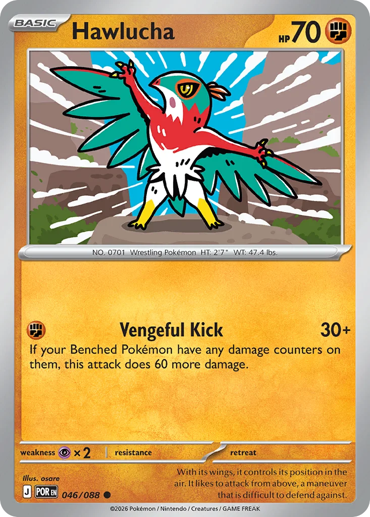 Hawlucha Pokemon card from Perfect Order, card number 46