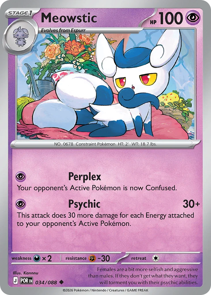 Meowstic Pokemon card from Perfect Order, card number 34