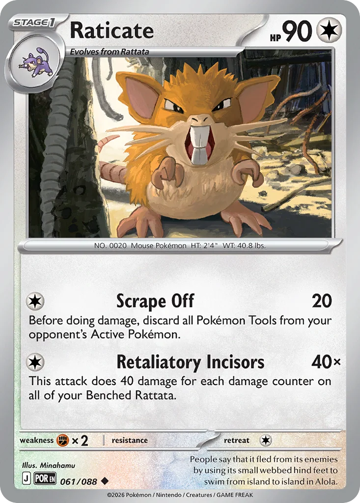 Raticate Pokemon card from Perfect Order, card number 61