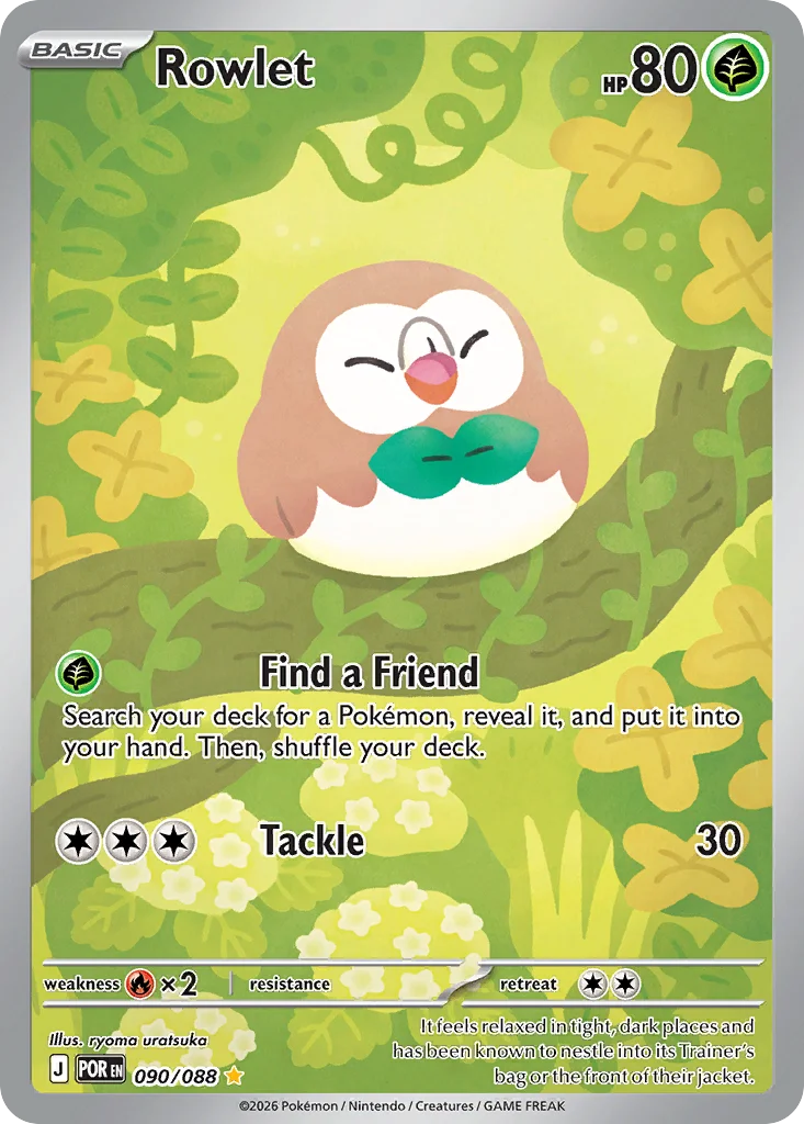 Rowlet Pokemon card from Perfect Order, card number 90