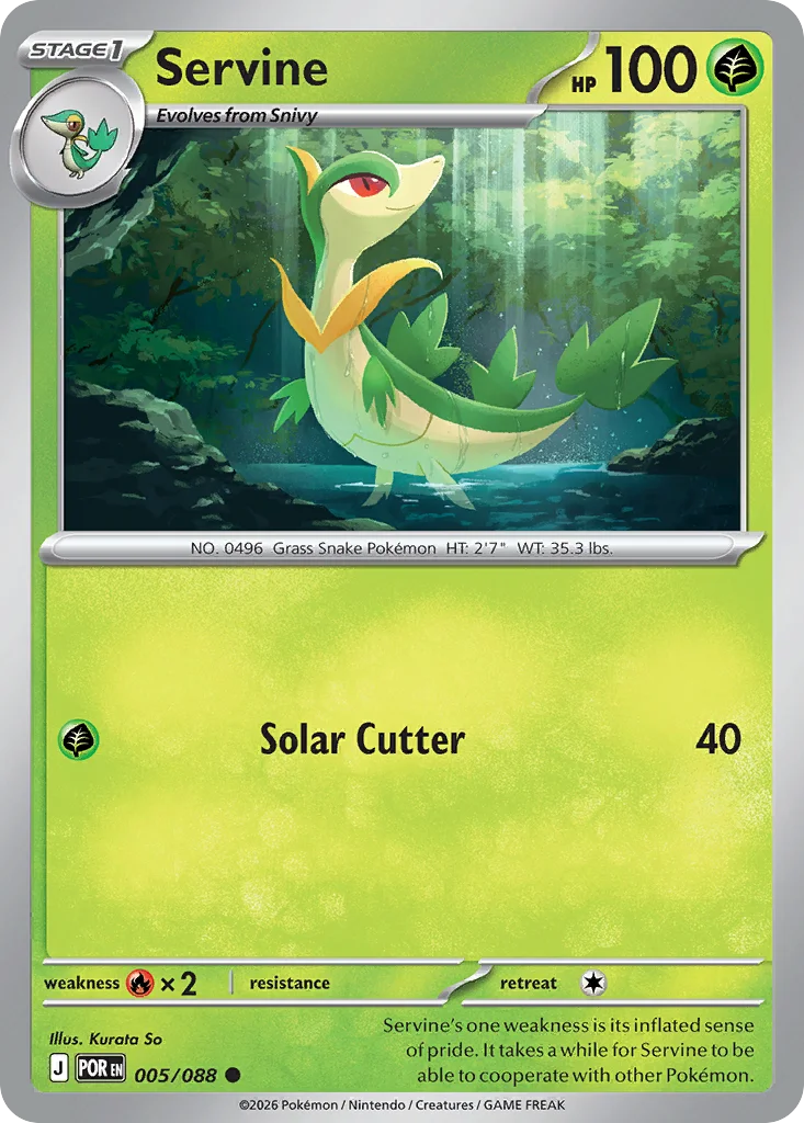 Servine Pokemon card from Perfect Order, card number 5