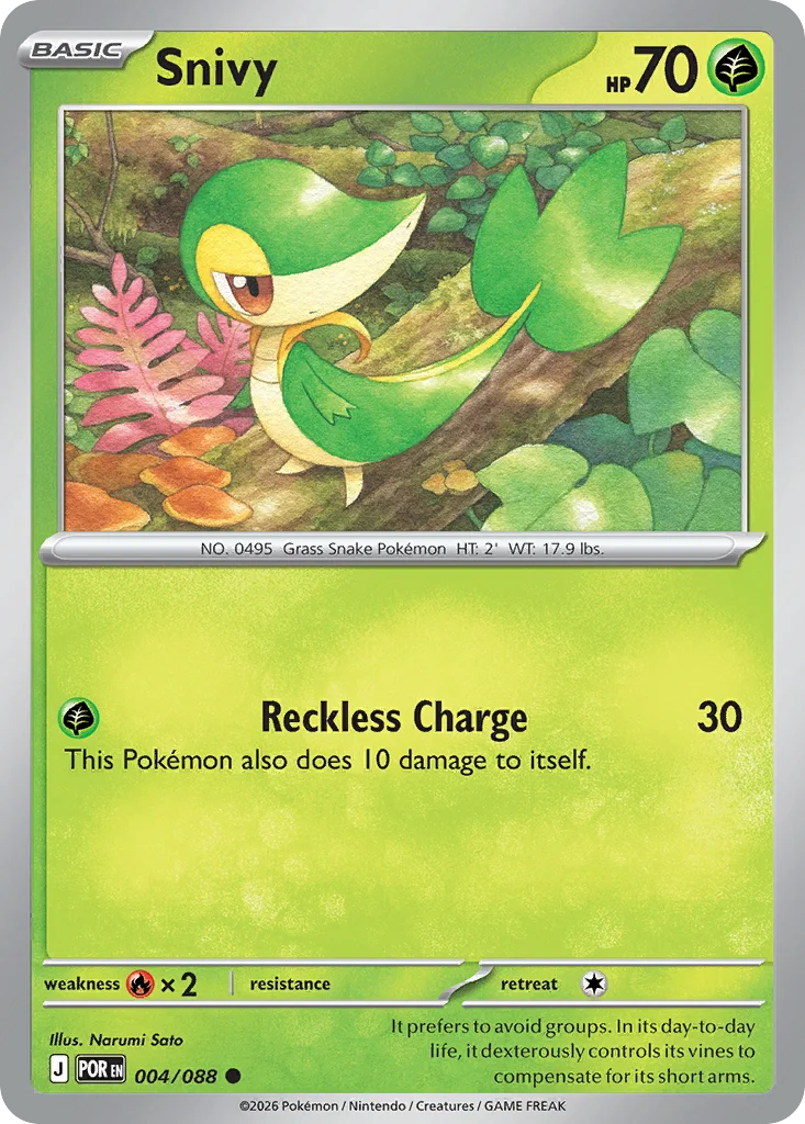 Snivy Pokemon card from Perfect Order, card number 4