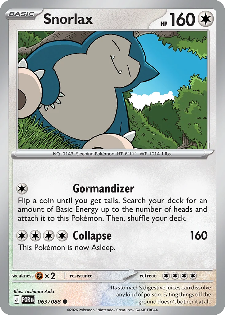 Snorlax Pokemon card from Perfect Order, card number 63