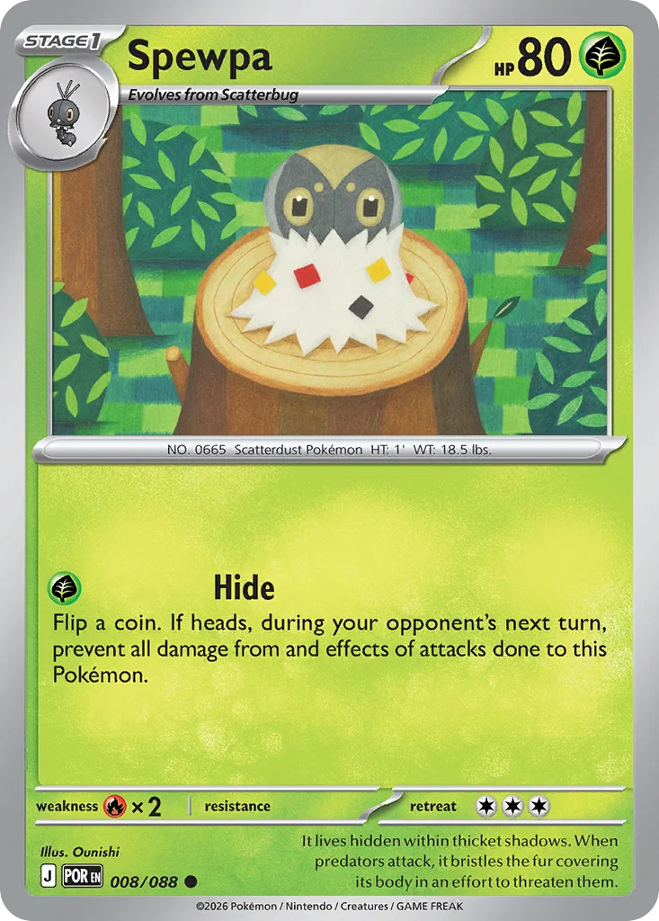 Spewpa Pokemon card from Perfect Order, card number 8