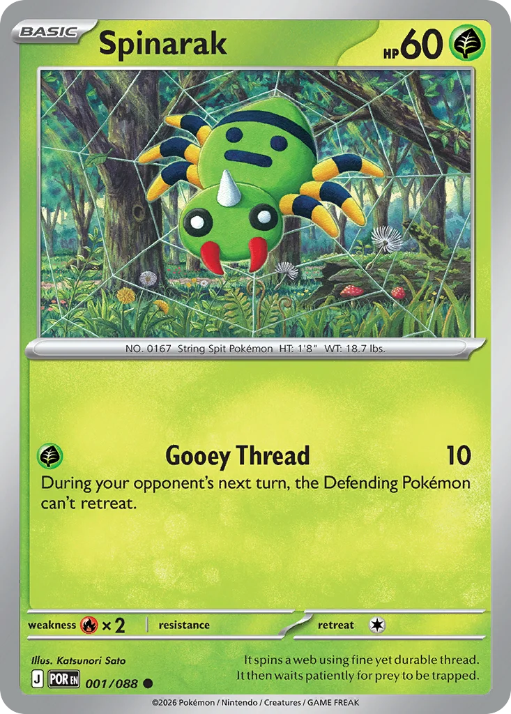 Spinarak Pokemon card from Perfect Order, card number 1