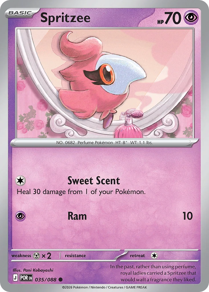 Spritzee Pokemon card from Perfect Order, card number 35