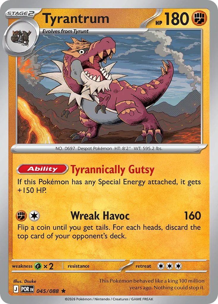 Tyrantrum Pokemon card from Perfect Order, card number 45