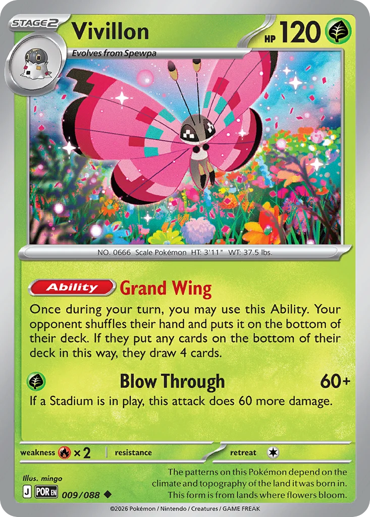 Vivillon Pokemon card from Perfect Order, card number 9