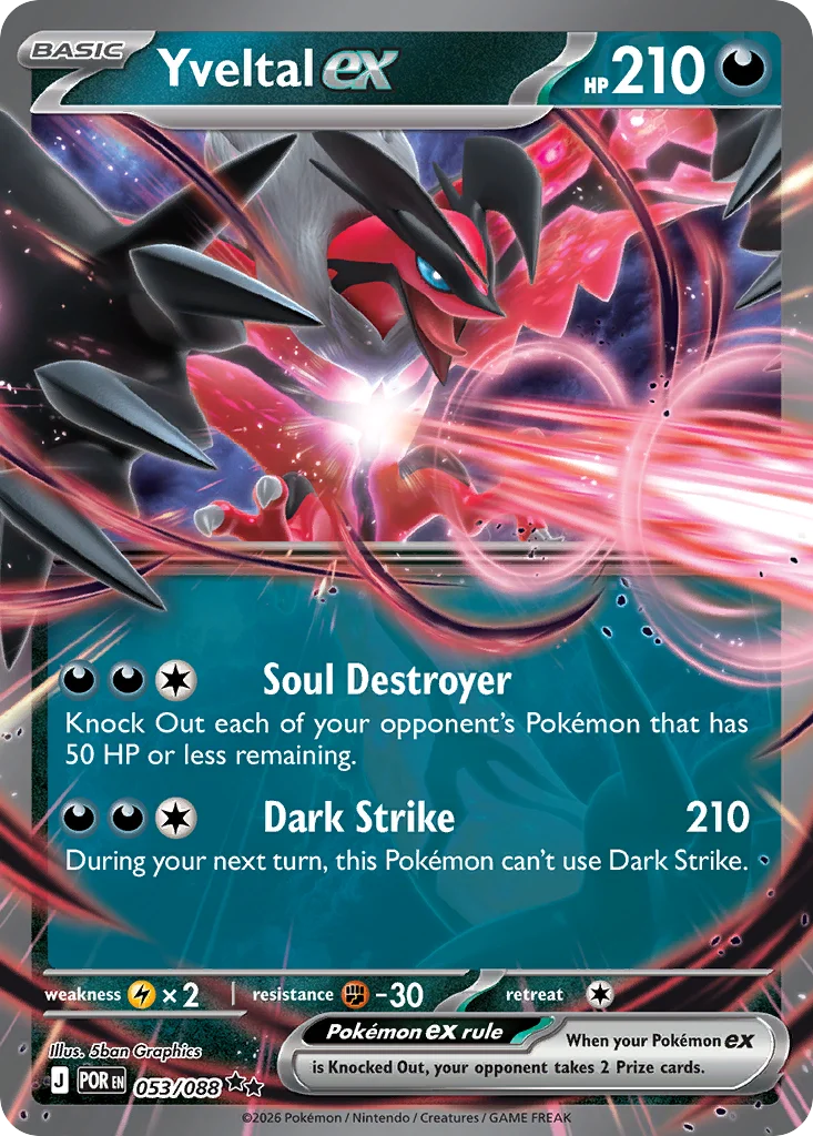Yveltal ex Pokemon card from Perfect Order, card number 53