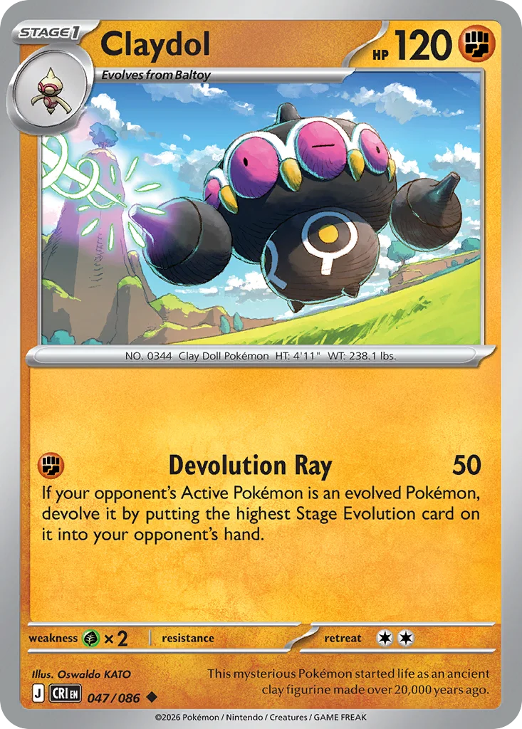Claydol Pokemon card from Chaos Rising, card number 47