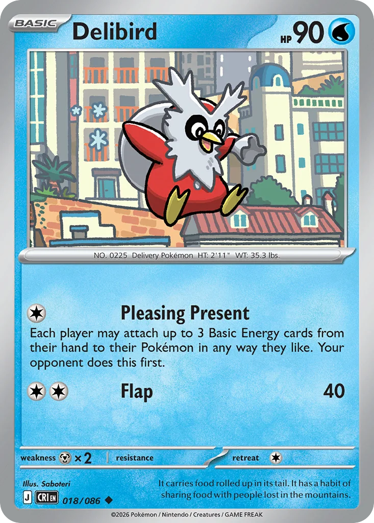 Delibird Pokemon card from Chaos Rising, card number 18