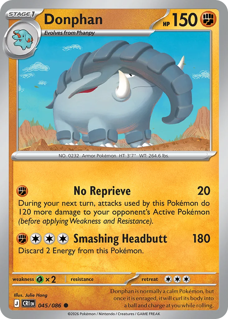 Donphan Pokemon card from Chaos Rising, card number 45