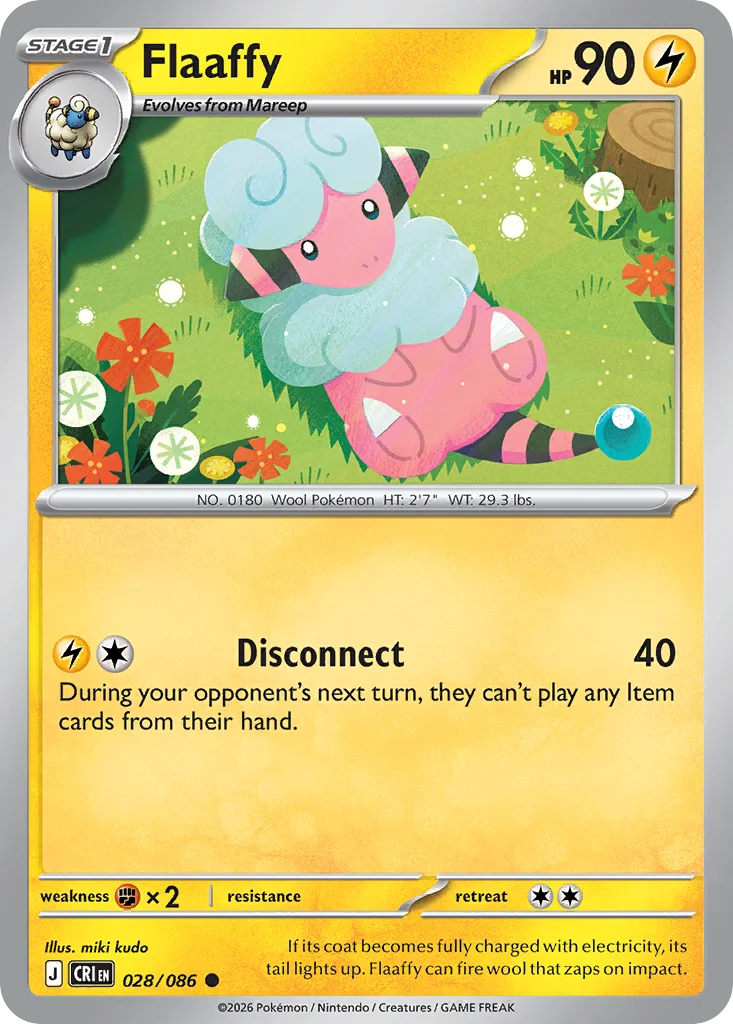 Flaaffy Pokemon card from Chaos Rising, card number 28