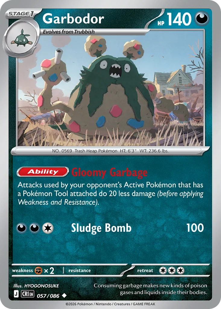 Garbodor Pokemon card from Chaos Rising, card number 57