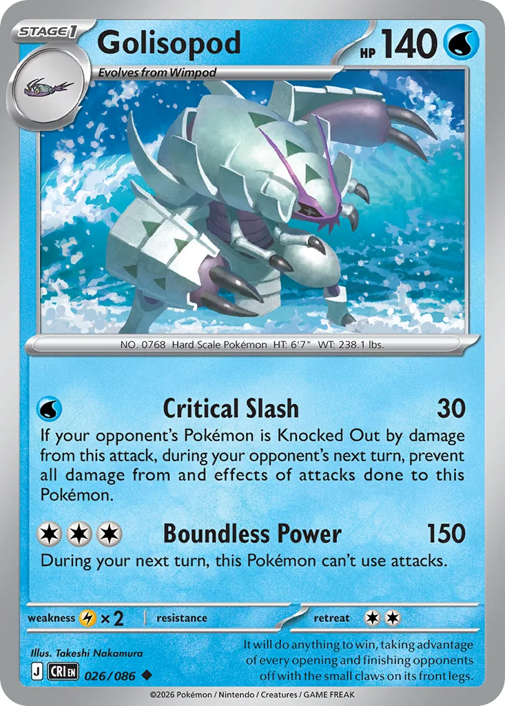 Golisopod Pokemon card from Chaos Rising, card number 26