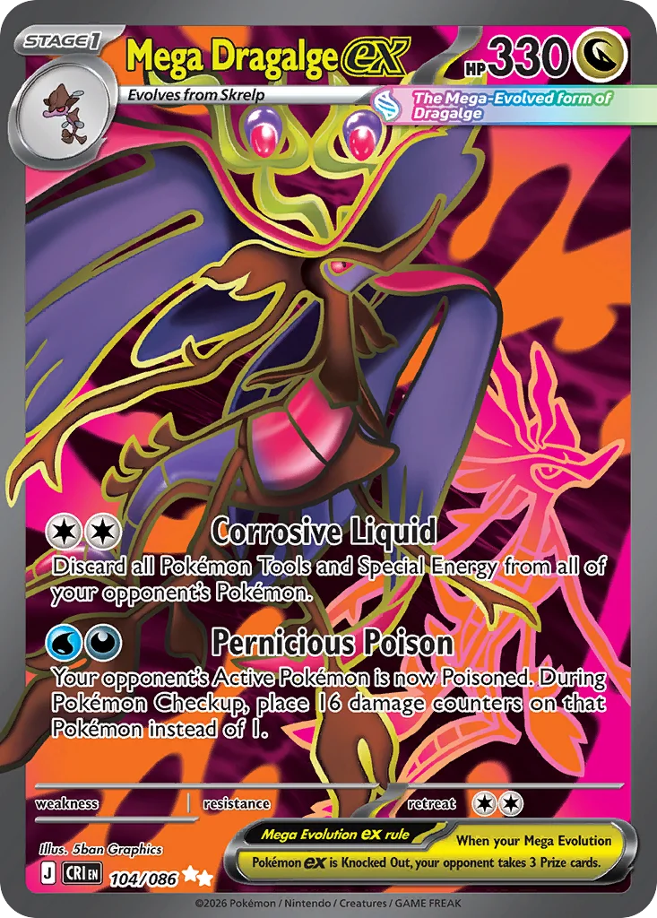Mega Dragalge ex Pokemon card from Chaos Rising, card number 104