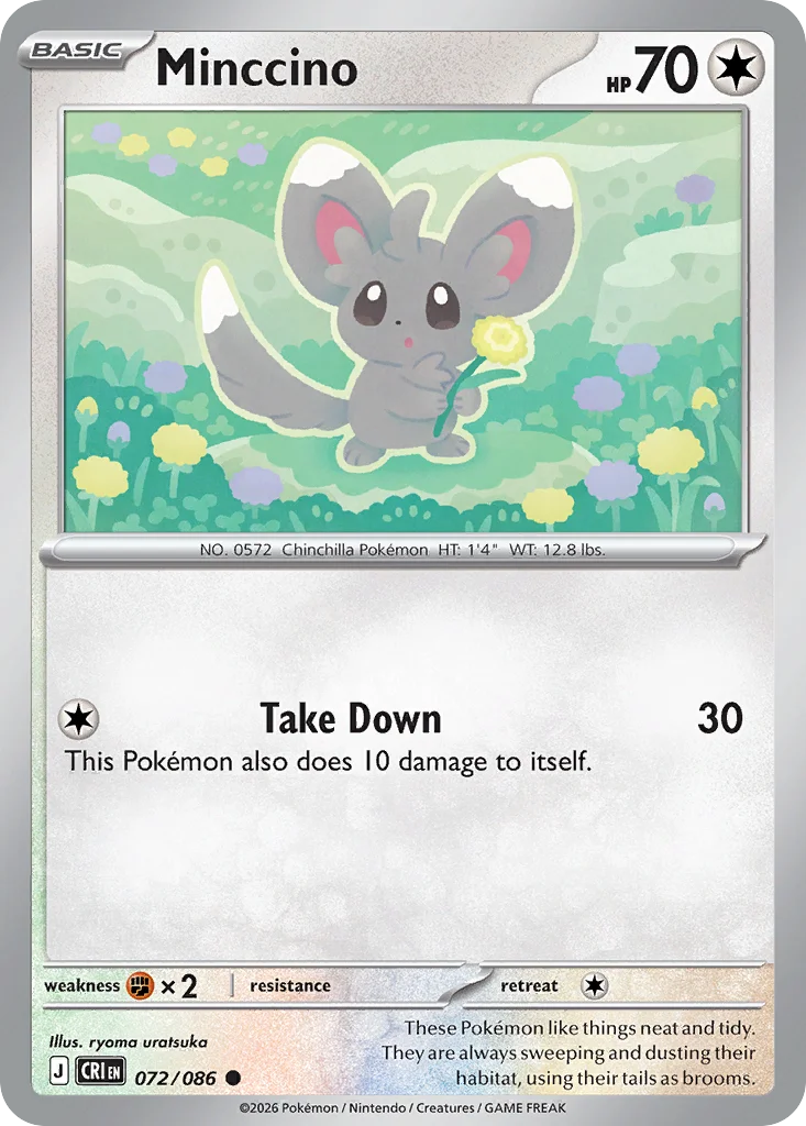 Minccino Pokemon card from Chaos Rising, card number 72