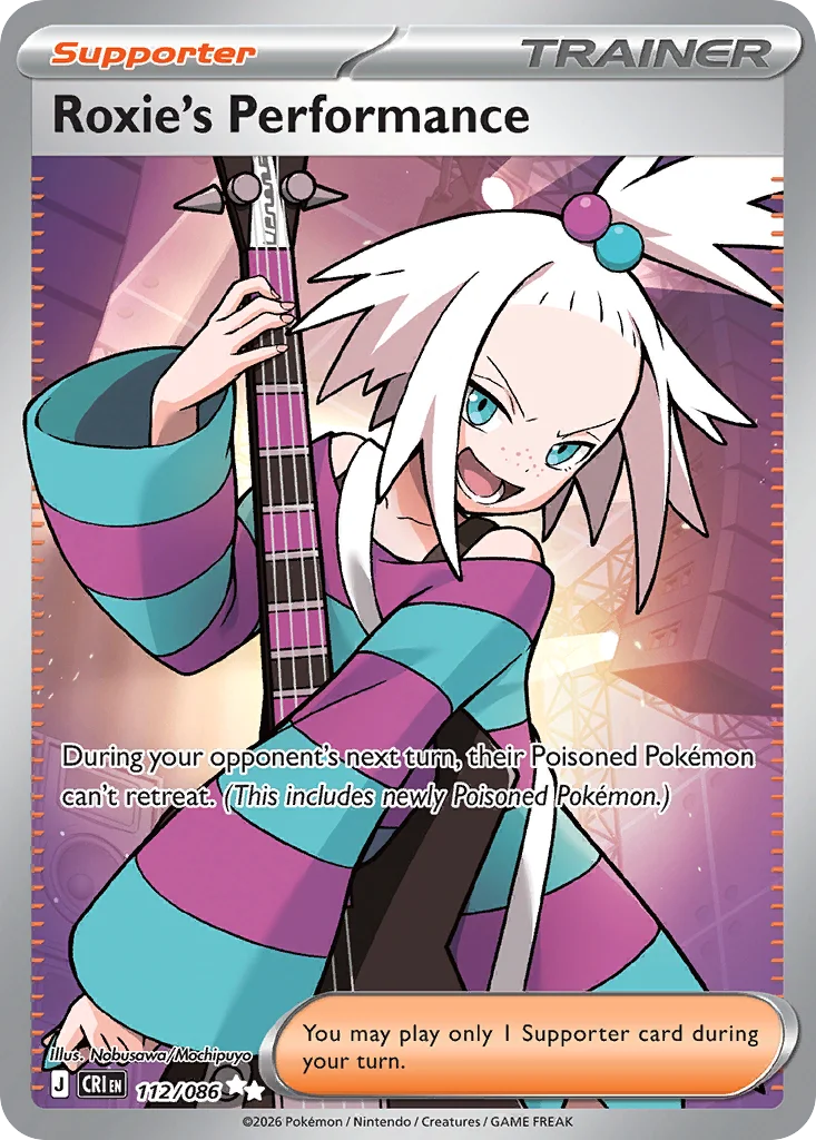 Roxie's Performance Pokemon card from Chaos Rising, card number 112