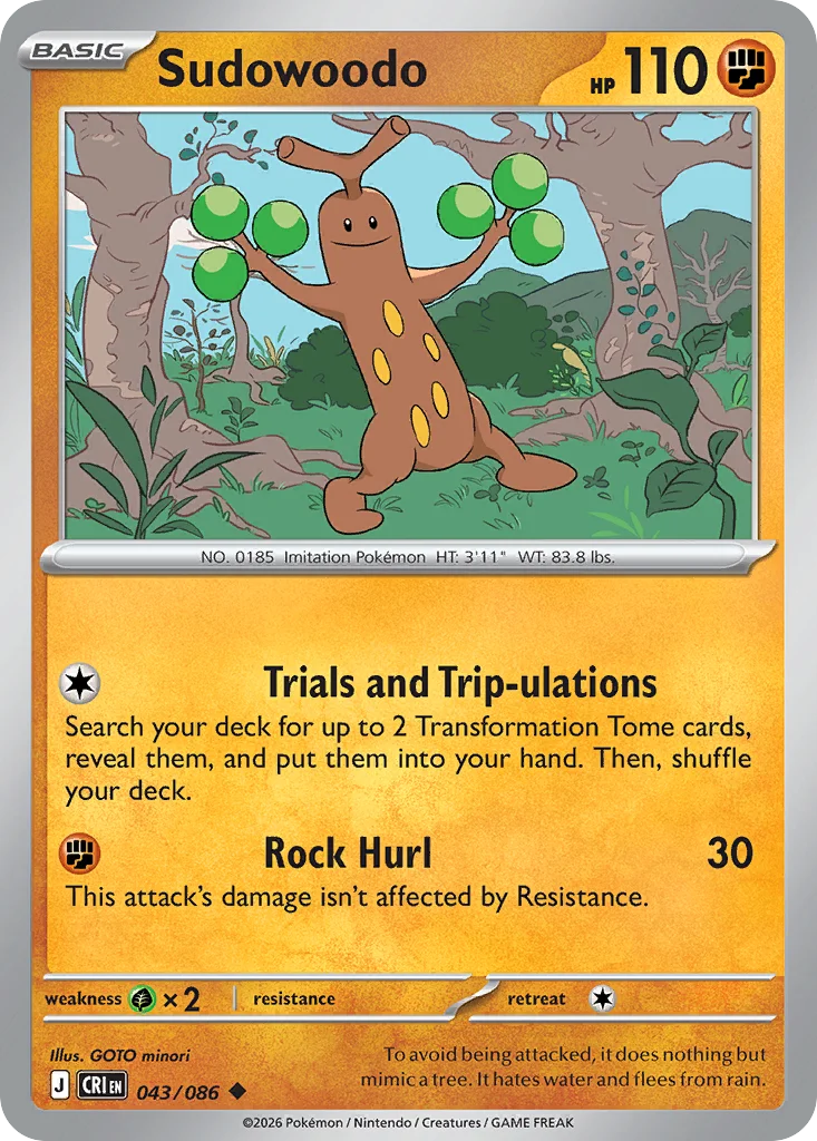 Sudowoodo Pokemon card from Chaos Rising, card number 43