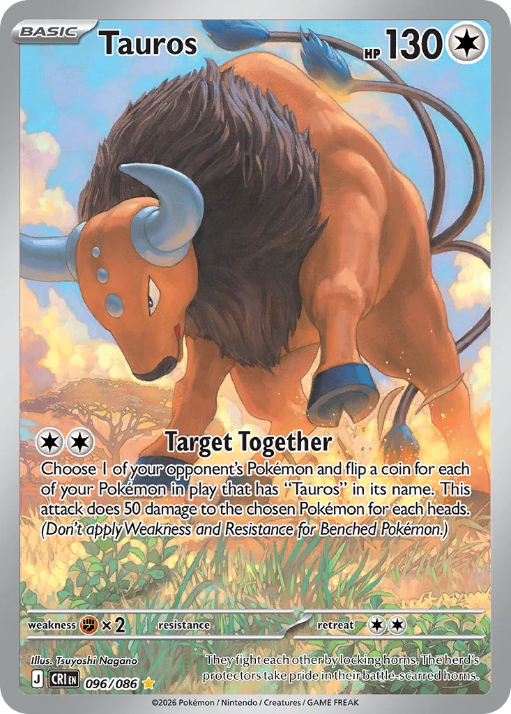 Tauros Pokemon card from Chaos Rising, card number 96