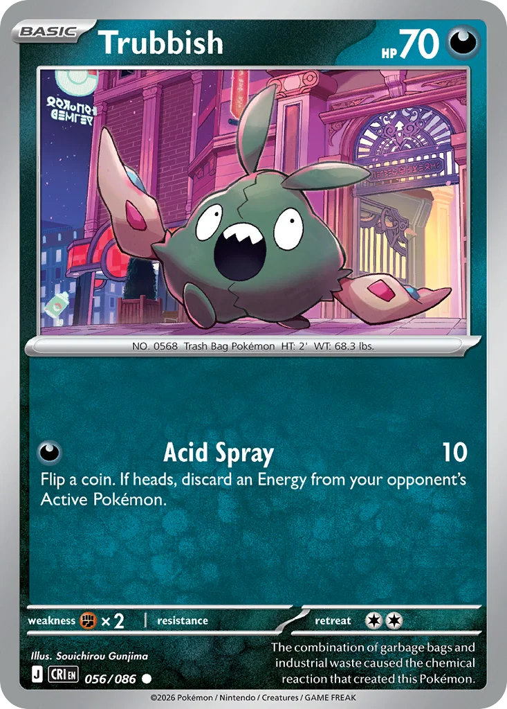Trubbish Pokemon card from Chaos Rising, card number 56