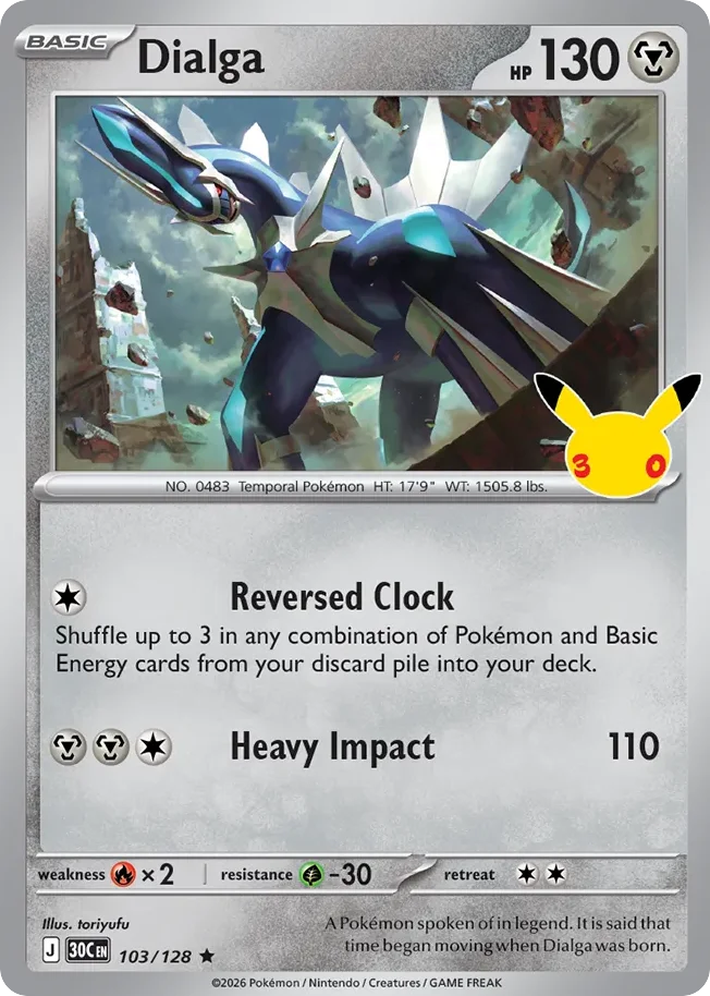 Dialga Pokemon card from 30th Celebration, card number 103