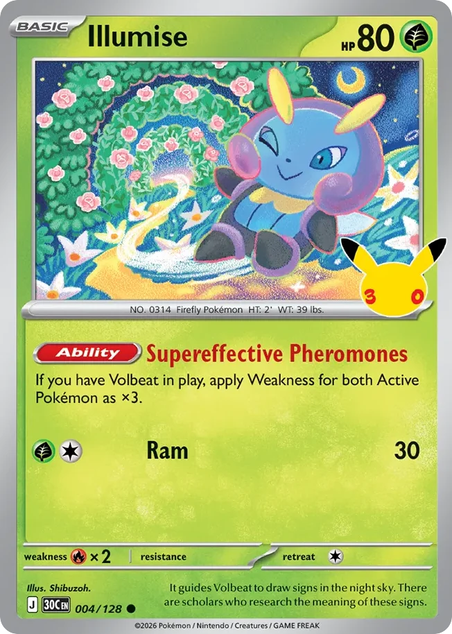 Illumise Pokemon card from 30th Celebration, card number 4