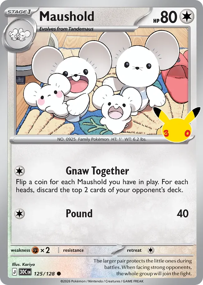 Maushold Pokemon card from 30th Celebration, card number 125
