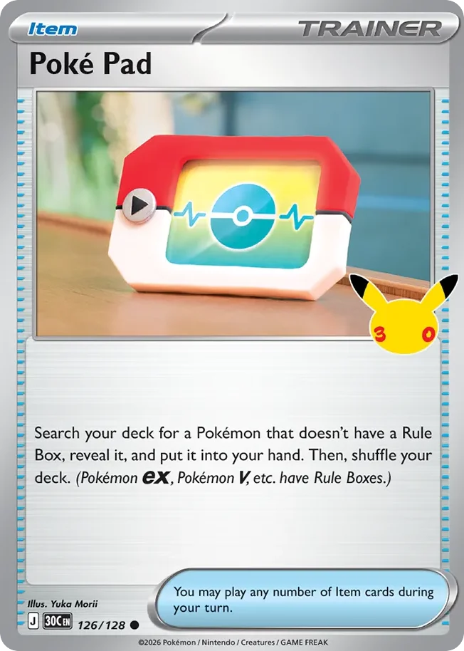 Poké Pad Pokemon card from 30th Celebration, card number 126